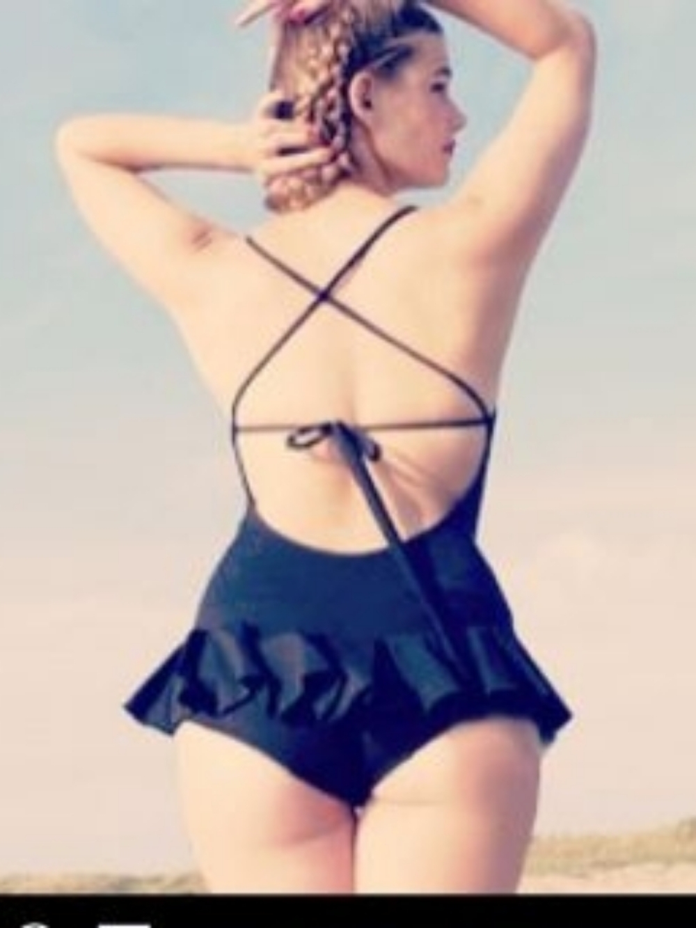 Fifi Chachnil Black Skirt Lace Ballerina Low Back One Piece Sweetheart Swimsuit